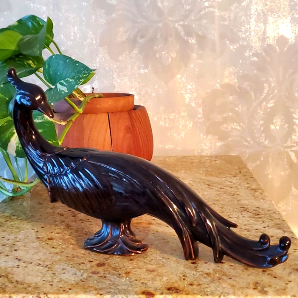 Vintage peacock pheasant ceramic figurine